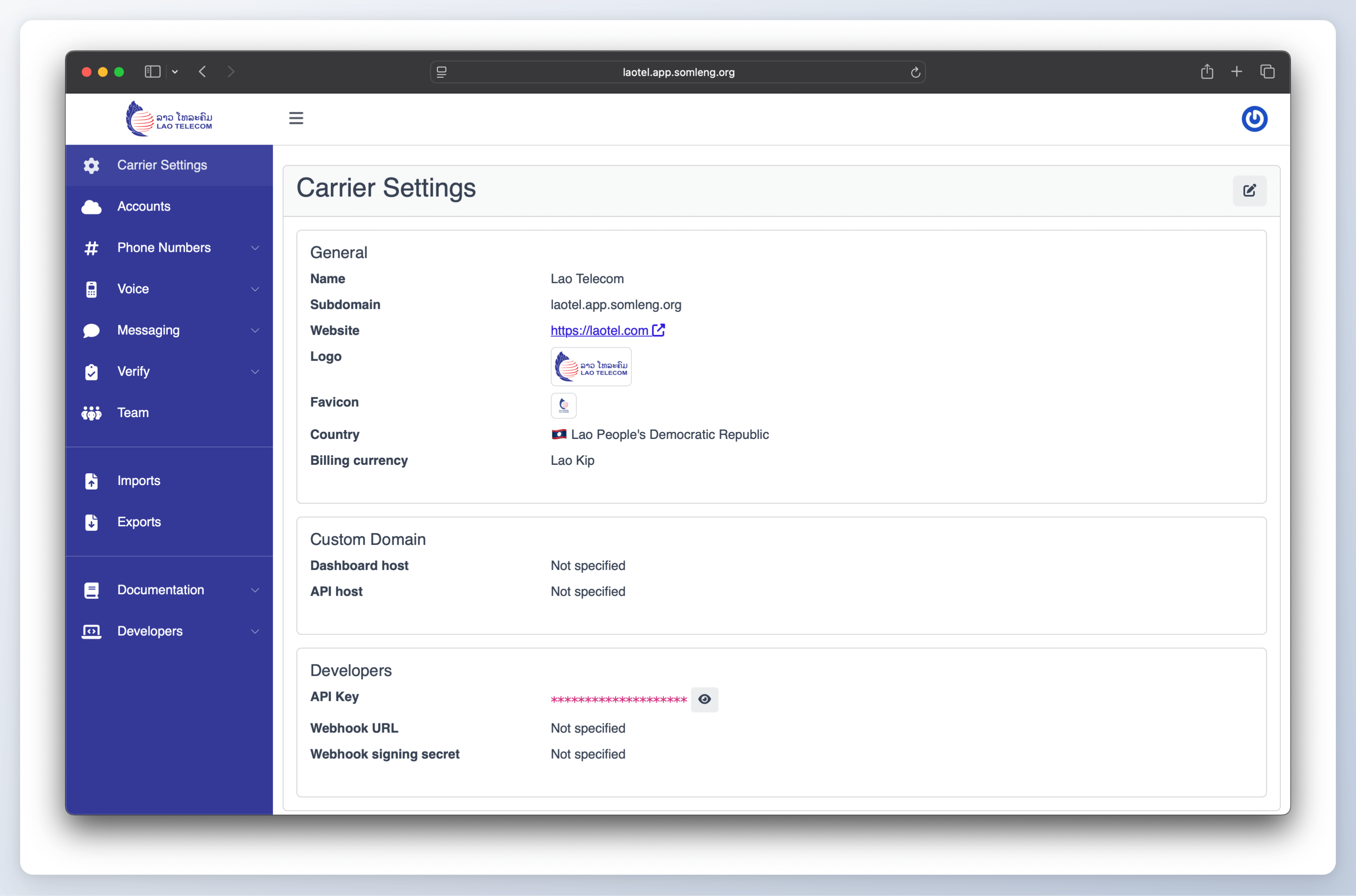 Somleng Dashboard for Lao Telecom